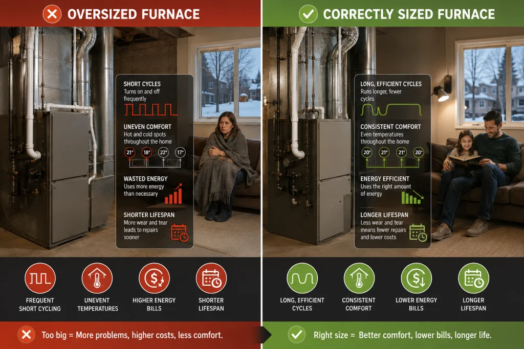 properly sized furnace vs oversized furnace