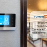 Modern smart thermostat mounted on wall — one of the best smart thermostats in Canada