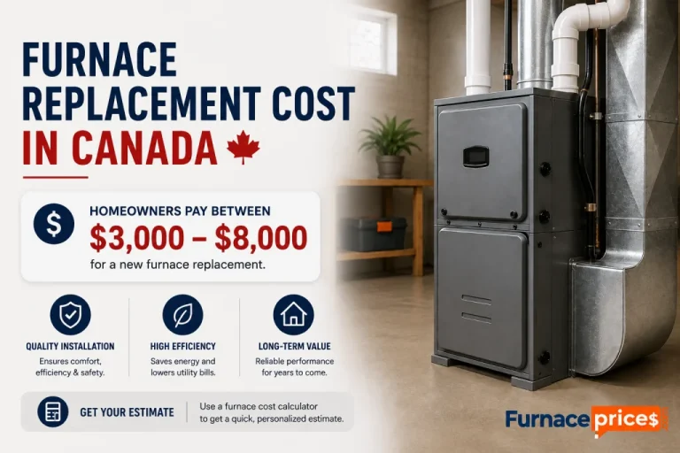 Realistic high-efficiency furnace showing furnace replacement cost in Canada