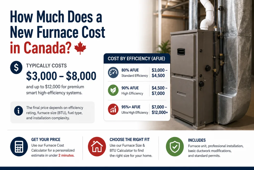 New furnace installation and typical furnace costs in Canada